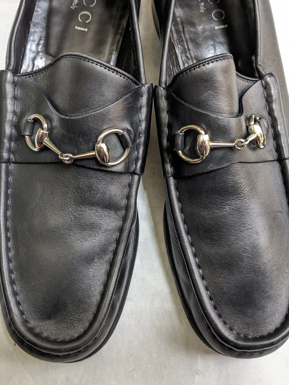 Gucci Men’s Black Leather Horsebit Loafers 13 D
